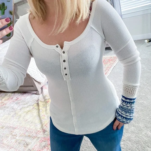 Free People Newbie Alpine ski lodge Henley top S - Picture 5 of 16